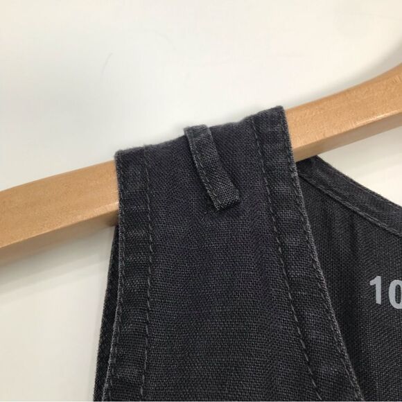 G1 Goods Summer Slate Gray 100% Linen Sleeveless Button Down Dress with Pockets - Picture 12 of 15